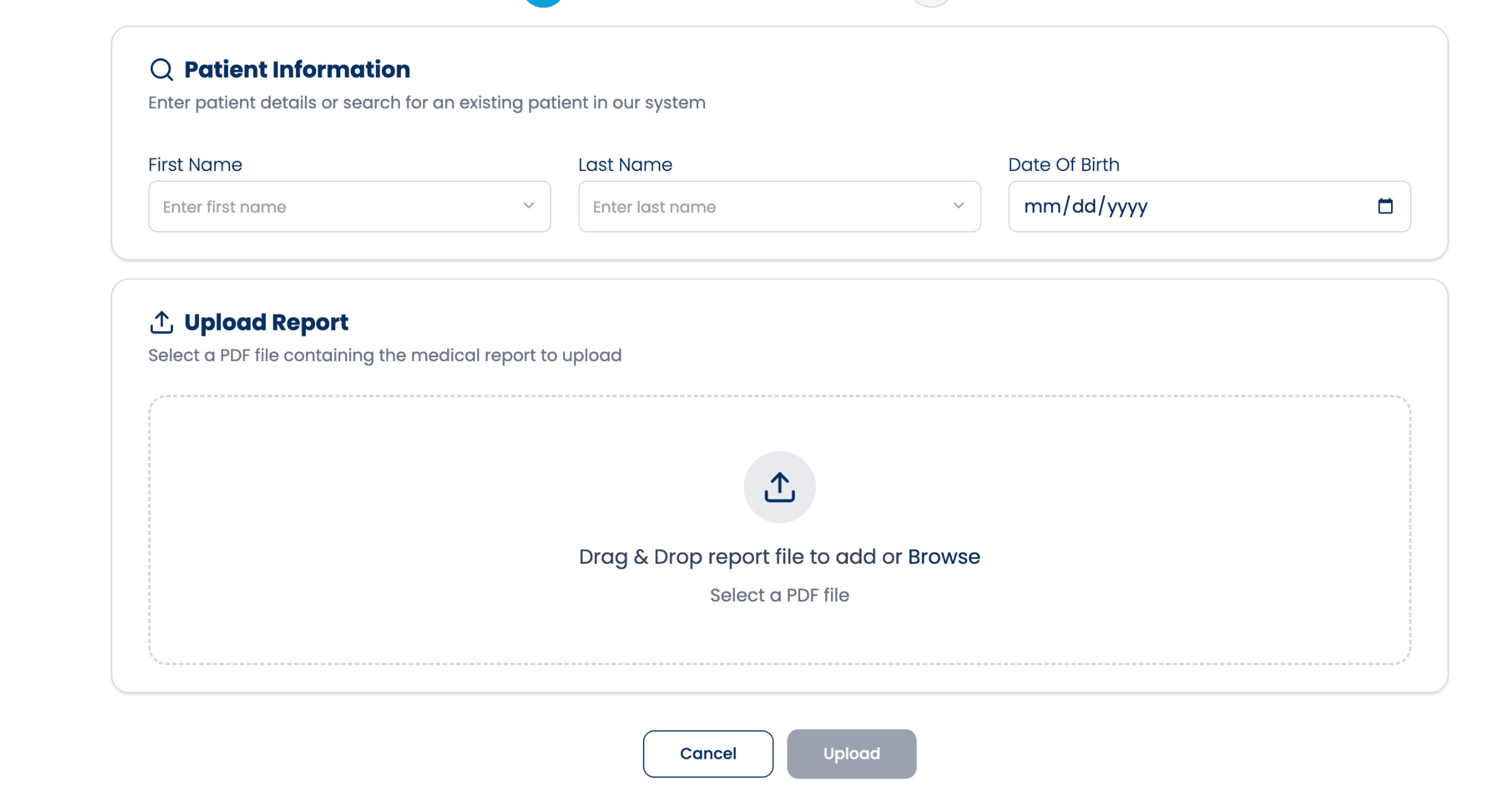 Upload Report dialog